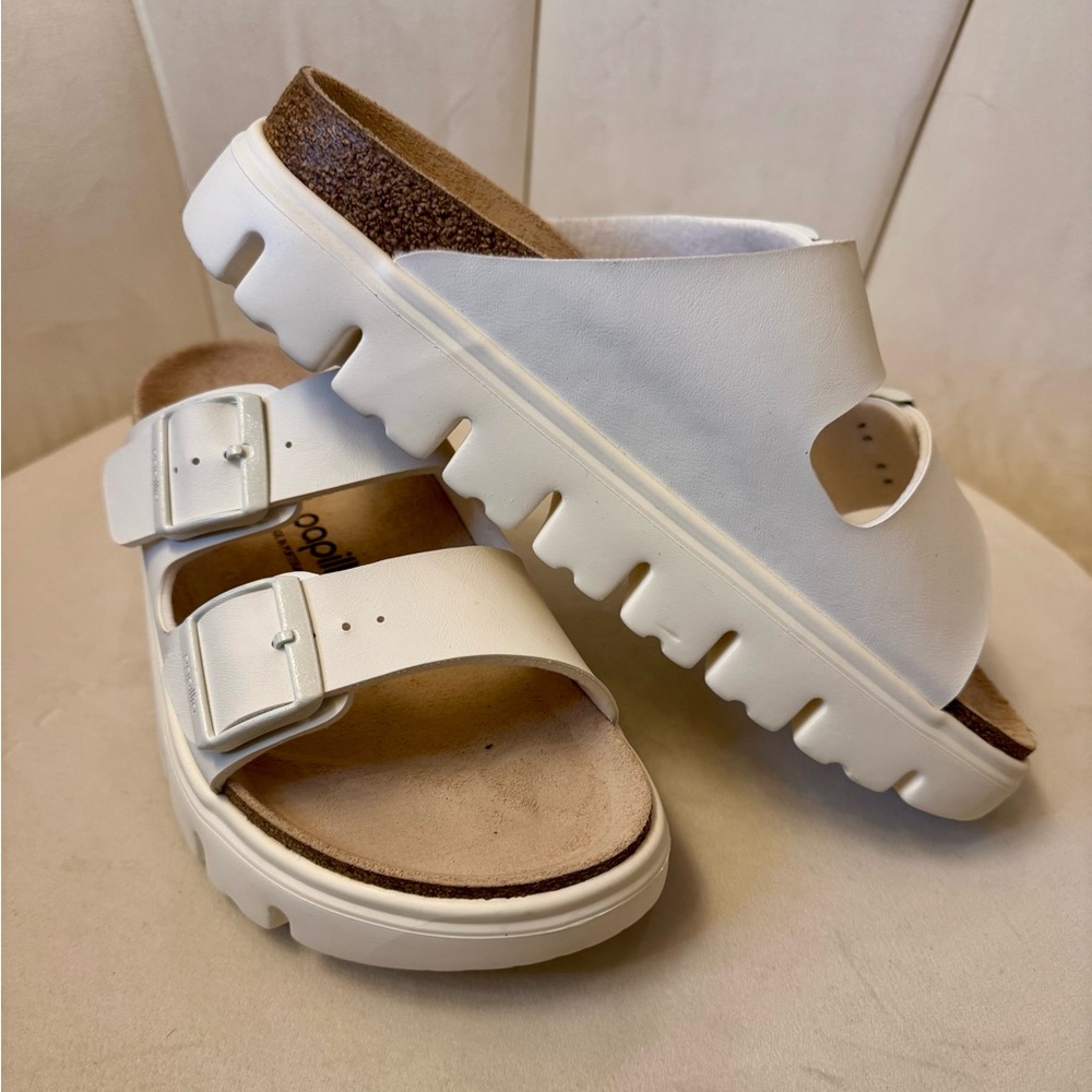 Papillio by Birkenstock Arizona Platform Vegan Birko-Flor for Women in White 39